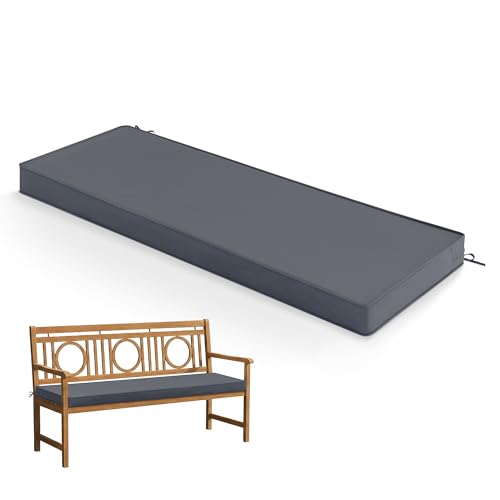 Summsun Outdoor Bench Cushion: Waterproof and Fade Resistant Patio Furniture Cushions - Non-Slip Bench Pad Cushion with Removable Cover for Garden Swing Porch Sofa Settee, 45 x 18 Inch, Dark Grey - color: Dark Grey, size: 45x18x3 Inch