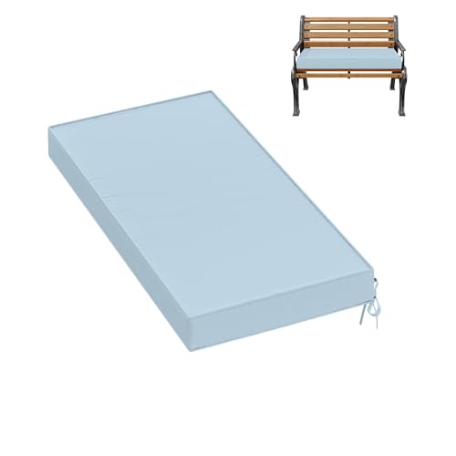 Premium Outdoor Bench Cushions for Patio Furniture 3.5inches Memory Foam Bench Cushion Waterproof Fade Resistant Porch Swing Cushions with Straps 36×18 Inch Light Blue - color: Light Blue, size: 36'' x 18'' x 3.5''