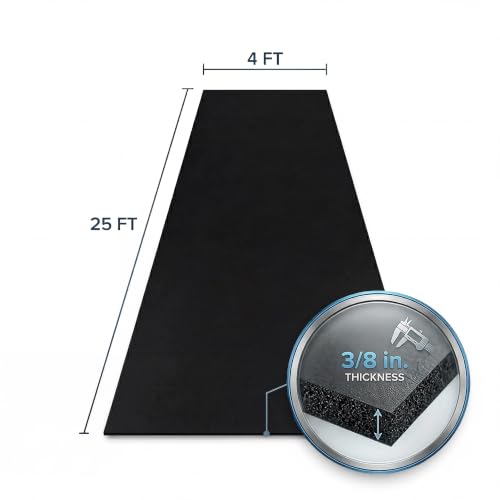 Flooring Inc's 1/4" Thick Tough Rubber Flooring Roll | Flexible Recycled Rubber Floor Mats for Home Gym | Heavy Duty Rubber Mat for Home Gyms, Sheds, Horse Stall Mat or Trailer - color: Black, size: 300"L x 48"W x 0.4"Th