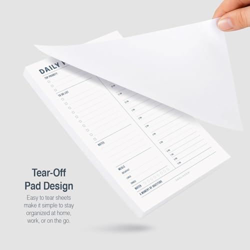 Daily Planner Notepad, 5.5 x 8.5" Tear-Off Pad – 70 Undated Sheets Focus-Enhancing Desktop Organizer with Hourly Schedule, To-Do List for Work, School (White, Minimalist, 2 Pack) - size: Minimalist, 2 Pack