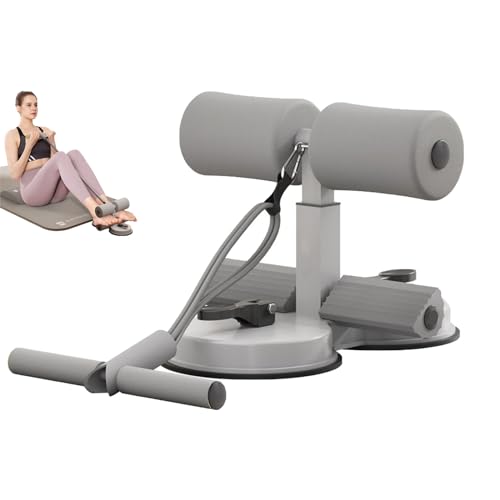 abs master sit up bar,sit ups foot holder with Elastic 2 Suction Cups and Pull Rope Portable Sit Up Assistant Device for Home Workout - color: grey+