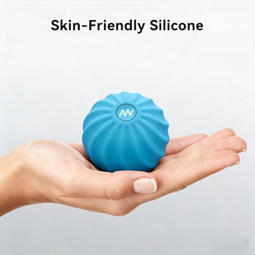 2.4" Mini Electric Vibrating Massage Ball, 10-Speed Fitness Yoga Massage Roller for Palm, Hand, Foot, Leg, Neck, Back, Multi-Directional Massage Ball (Blue) - color: Blue
