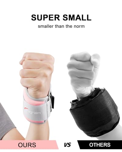 Fragraim Wrist Weights for Women Men with Thumb Loops Lock 1lb*2 1.5lbs*2 2lbs*2 2.5lbs*2 3lbs*2 Wrist and Ankle Weights Sets for Walking Running Strength Training Exercises, Physical Therapy - color: Pink, size: 2 lbs x 2