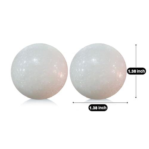 Natural Marble Baoding Chinese Meditation Balls, Stress Relief Hand Exercise Therapy Set with an Upgraded Shockproof Imitation Wood Box, 2-Piece Set,White Small-1.38" - color: White, size: Small-1.38"
