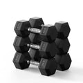 Hex Dumbbell Set 60-650lb, Weights Set Rubber Encased, Home Gym | PAPABABE Complete & Durable Cast Iron Core Odorless PVC Antiroll Hex Shape Ergonomic Chrome Handle Versatile Home Gym - size: 105 lb Set (Pair of 15, 17.5, 20), style: Chrome Grip