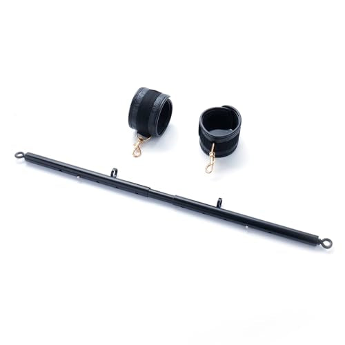 Spreader Bar Heavy Duty Expandable Exercise with 2 pcs Adjustable Strap, Yoga Training Fitness Gear, Workout Bar,Sports Gym Kit - style: Black+Black Embossed Kit