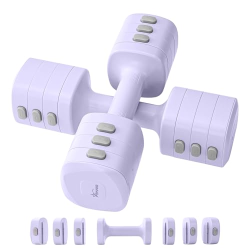 2-in-1 Adjustable Dumbbell & Kettlebell Set for Women (1.1-12.1 lbs), Quick-Change Free Weights for Home Gym, Pilates & Full Body Workout - color: Purple, style: Pair