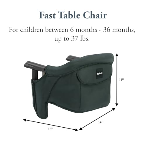 Inglesina Fast Table Chair, Dark Green - Portable Baby High Chair - for Babies & Toddlers up to 37 lbs - Collapsible - Fits Tables 0.8'' to 3.5'' Thick - Compact & Easy to Use - Travel Bag Included - color: Dark Green, style: Chair