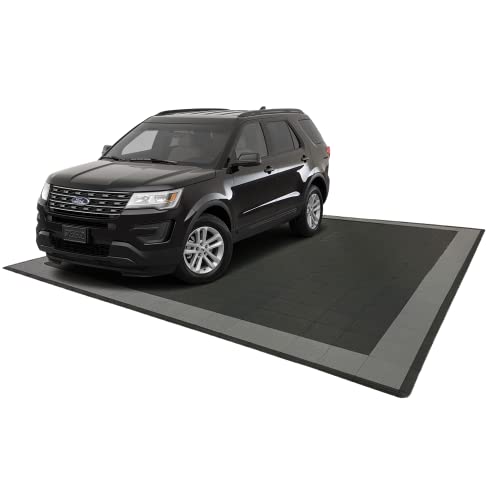 Speedway Garage Floor Mat Kit for 2-Car, Large, Grey/Black - color: Grey/Black, size: Garage Kit - 2-Car