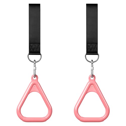 LadyRosian Trapeze Bar Swing Monkey Bars Hanging Ninja Rings Warrior Slackline Obstacle Course Kits for Kid Playground Equipment Accessories (Pink) - color: Pink