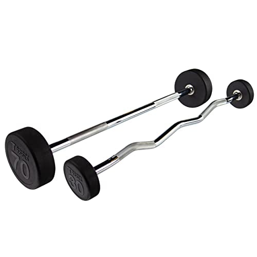 Body-Solid Rubber Coated Fixed Weights Curl Barbells - Weighted Bar for Weightlifting Exercise, Bodybuilding, Strength Training, Squat Rack & Bench Press - style: 20lbs.
