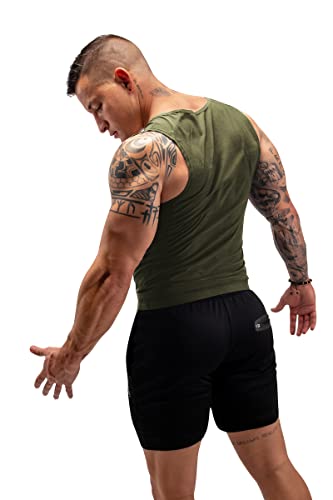 FUXERT Men's Sauna Vest Workout Sweat Tank Top Waist Trainer for Men Compression Sweat Enhancing Vest - color: Green, size: 4X-Large/5X-Large