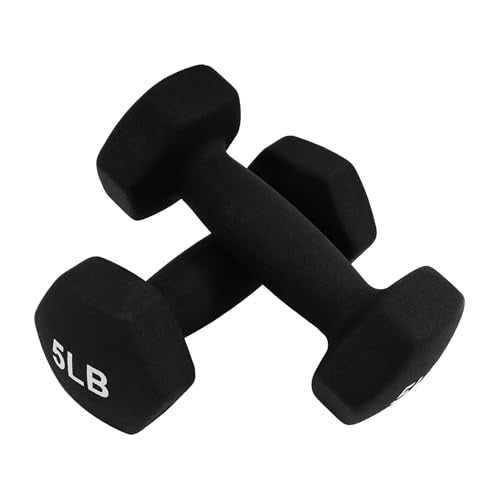 BalanceFrom Neoprene Coated Iron Dumbbell Hex Weights Set with Stand – Color-Coded or Black Options with Non-Slip Grip for Strength Training, Resistance Workouts, and Home Gym Fitness - style: 50LBS Set