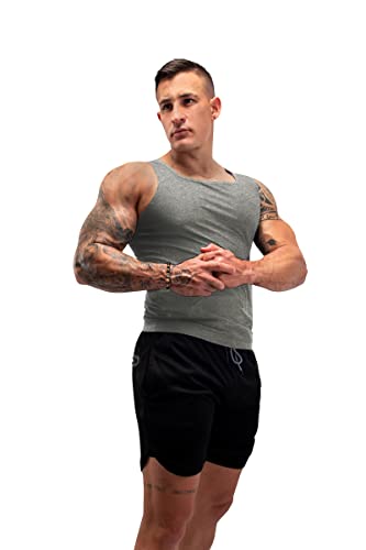 FUXERT Men's Sauna Vest Workout Sweat Tank Top Waist Trainer for Men Compression Sweat Enhancing Vest - color: Gery, size: 4X-Large/5X-Large