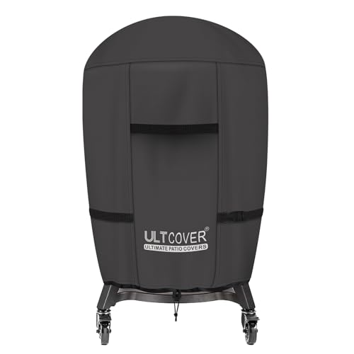 ULTCOVER Outdoor Waterproof Charcoal Kamado Joe Grill Cover for 18 inch Char-Griller Char-Broil and Other Round Smokers Size Up to 30” Dia x 45” H, Black - color: Black-Round, size: 30” Dia x 45” H