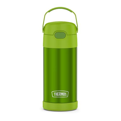 THERMOS FUNTAINER Water Bottle with Straw, 12oz, Lime | Kids Stainless Steel Insulated Water Bottle, Keeps Drinks Cold Longer for School & Play, BPA-Free - color: Lime, size: 12 Ounces