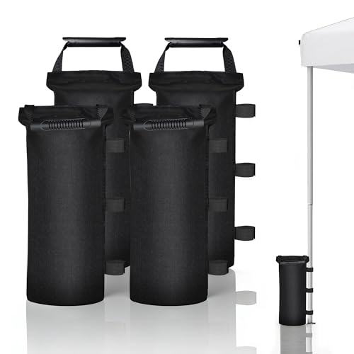 Canopy Weights Sand Bags for Weight Windproof Pop up Canopy Tent -(No Sand)-4 Pack-112LBS - color: Black