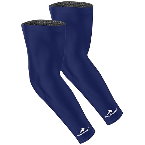 CompressionZ Youth Sports Arm Sleeves | Kids Cooling UV50+ Protection Volleyball Football Basketball Baseball - Boys & Girls - color: Navy: 2 Pack, size: Medium