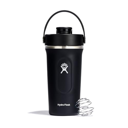 Hydro Flask Shaker Bottle – Insulated Stainless Steel Gym Bottle for Pre Workout & Protein 24 Oz Goji - color: Goji Red