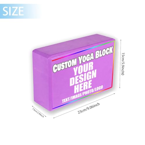 Custom Yoga Blocks with Image Text Logo Eva Foam Lightweight Yoga Bricks for Yoga Pilates Stretching Meditation Dance Yoga Accessories - color: Purple
