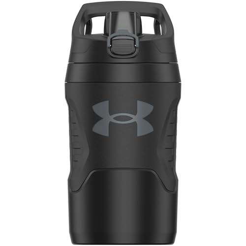 Under Armour 32 oz Insulated Water Bottles - Sports Water Jug with Fence Hook, Leak Resistant for Baseball, Football & More, 32 oz Insulated, Black/Black - color: Black/Black, size: 32 Ounces
