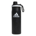 adidas Stainless Steel Metal Water Bottle 20 oz (600 mL) Screw Cap - color: Black/Bright Royal Blue/White