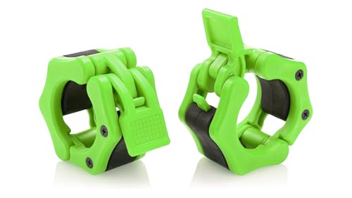 Olympic Barbell Clamps Collars Quick Release Pair Weight Clips for 2 inch Barbell (NEON GREEN) - color: Neon Green