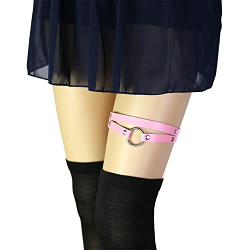 Adjustable O-ring Leg Garter, Elastic Thigh Garters Belt for Women, 1 Pair - color: Pink