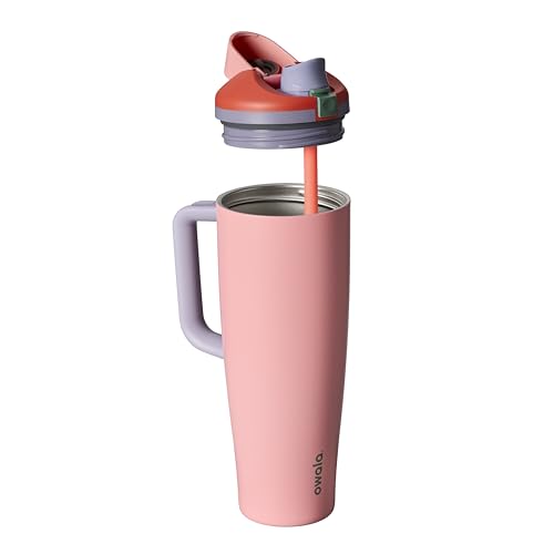 Owala FreeSip Tumbler Stainless Steel Water Bottle 40 oz Sugar High | Triple-Layer Insulation | Leak-Proof Lid with Push-Button | Double Threaded Lid for Left and Right-Handed Drinking - color: Sugar High, size: 40 Ounces