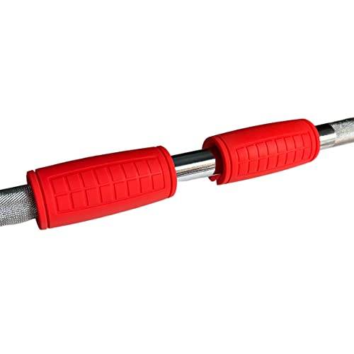 Weight Bar Grips Fit Standard Barbell, Dumbell Handles, Thick Bar Training Adapter For WeightLifting & Cable Attachments Fitness Training Rope Grips For Body Arm Forearm Builder Strength - color: Red