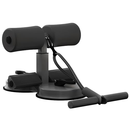 Sit Up Bar Foot Holder, Height Adjustable – Sit Up Assistance Device with 2 Strong Suction Cups – Essential Ab Workouts & Core Exercise Equipment for Home Workouts (Black)