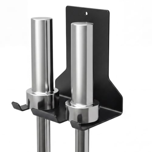 Hicarer Wall Mounted Alloy Steel Barbell Hanger Max Load up to 150 Lbs Heavy Duty Garage Gym Bar Vertical Wall Rack 2 Bar Holder for Commercial Gym or Home Space Saving, Black