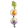 3-Ring Bird Wooden Swing with Bell Climbing Toy Chewable Cotton Rope Perch for Cage Cockatiels Budgies Parakeets Lovebirds 17 Inch