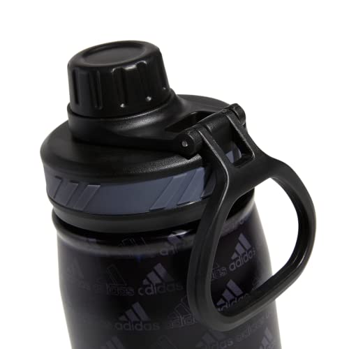 adidas Stainless Steel Metal Water Bottle 20 oz (600 mL) Screw Cap - color: Bos Mini Monogram Black/Black/Onix Grey