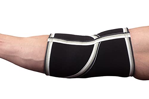 Gymreapers Elbow Sleeves for Weightlifting Powerlifting and Bench Press Support and Compression for Tendonitis Pain Relief 5mm Neoprene Training Gear for Men and Women - color: Black/White, size: XX-Large