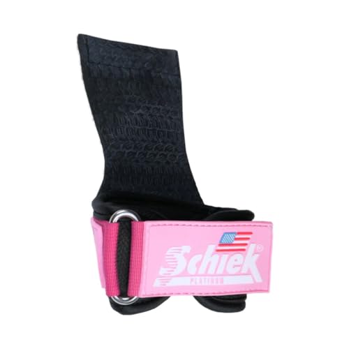 Schiek Sports Model 1907 Platinum Edition Ultimate Grips - 3 in 1 Weight Lifting Straps Wrist Wraps and Grip Pads - color: Pink, size: Small