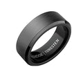 The Ridge Tungsten Rings For Men - Mens Wedding Band - Strong, Durable, and Scratch-Resistant Beveled Ring With Silicone Band - color: Gunmetal