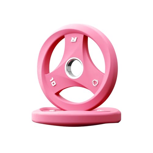RitFit AURASPIN Olympic Grip Plates, Easy-Grip Curved Design for Home Gym | PU Coated with Curved Grip, Tri-Hole Design for Balanced Lifting, Olympic 2-Inch Bore for Home Gym