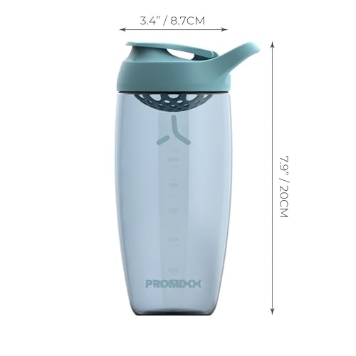 Promixx Pursuit Protein Shaker Bottle (24 oz) – Silent No-Ball Mixer, Leak-Proof Lid, BPA/BPS & Phthalate-Free ECOZEN – Easy-Clean Shaker Cup for Protein Shakes, Pre & Post-Workout Smoothies - color: Ocean Calm Blue, size: 24 Ounces, style: 24 oz