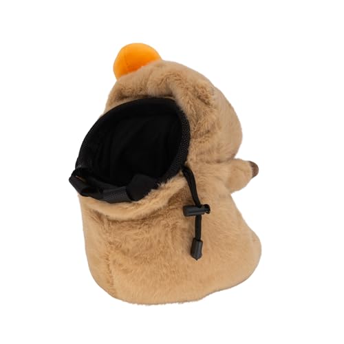 Rock Climbing Chalk Bag – Cute Plush Chalk Bag for Bouldering, Gym, Indoor & Outdoor Climbing – Drawstring Closure, Adjustable Waist Belt – Fun Character Design for Climbers - color: Capybara orange