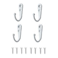 4 Pcs Wall Mounted Hooks for Bedroom,Bathroom,Kitchen,and Cabinet Hangers (with 8 Screws)-White - color: White