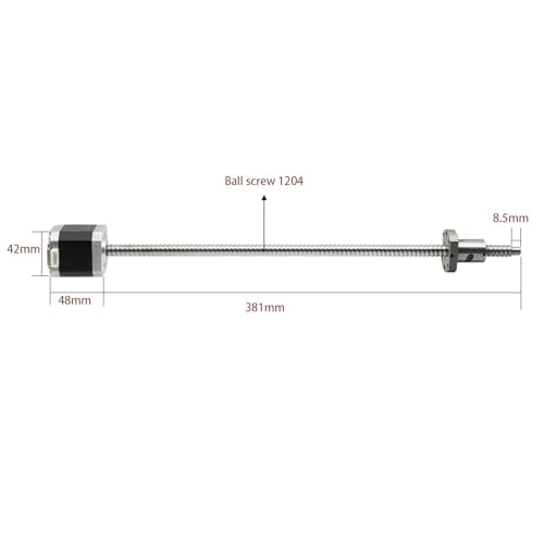 Iverntech 1pcs SFU1204 Ball Screw Nema 17 Stepper Motor 4mm Lead Screw 2 Phase 4 Wire 42mm for DIY CNC Machine and 3D Printer (381mm) - size: 381-SFU1204