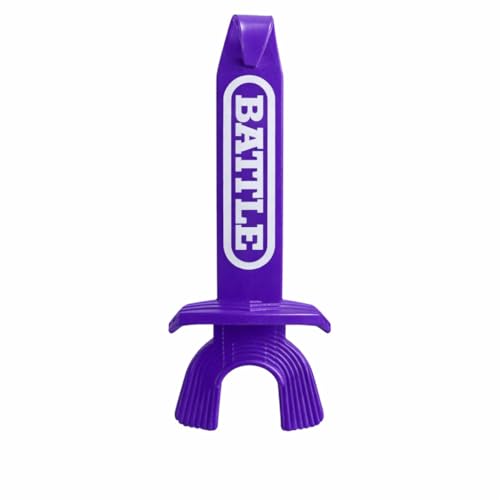 Battle Speed XL Football Mouthguard with Connected Thick Strap, Advanced Composite, No Boil, for Braces, Maximum Breathability, Youth and Adult (Neon Purple) - color: Neon Purple