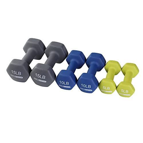 HolaHatha 1, 2 and 3 lb Neoprene Dumbbell Strength Training Weight Set with Rack - color: Multicolor, size: 60 LB