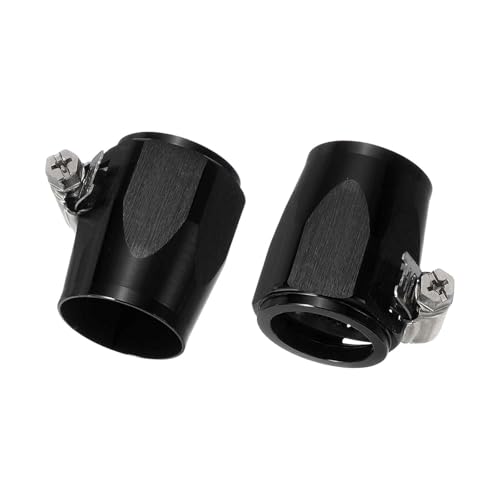 HARFINGTON 2pcs 16AN Hose Finisher Clamp Aluminium Hex Car Hose Finisher Flexible Pipe Clamps with Screw Band for Fuel Gas Oil Air Water Tube, Black - color: Black, size: 16AN