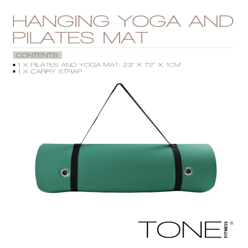 TONE Fitness Hanging Yoga Mat, Pilates Mat, Exercise Mat for Home Workouts with Carry Strap | V Pattern | Multiple Colors - color: Teal