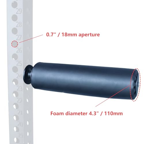 Single Leg Squat Roller/Nordic Hamstring Curl for Squat Rack Power Rack Attachments, Bulgarian Split Squat for Workout Esquipment Home Gym Accessories - size: Foam diameter 4.3" / 110mm , 0.7" / 18mm aperture