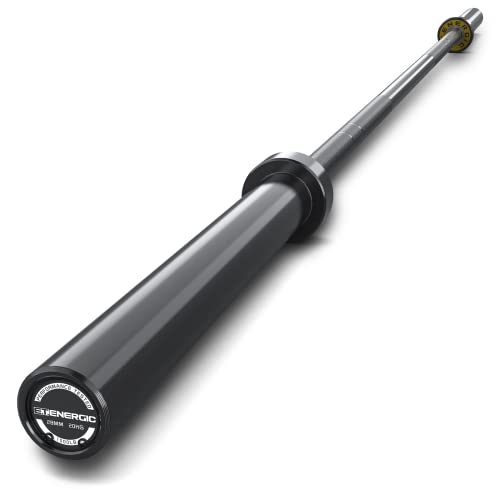 7FT Alloy Steel Olympic Barbell, 1500LB 45LB | 28mm knurled grip bar with needle bearings, chrome finish, 2-inch plate fit, and 1500LB capacity for heavy lifts - color: Black