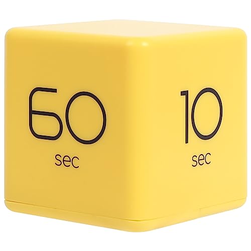 mooas Cube Timer (Yellow), Timers Cube Flip Block Timers Productivity Gravity Sensor Time Management for Kids ADHD Classroom Kitchen Desk Workout Cooking Study 10, 20, 30, 60 Seconds Timer Setting - color: Yellow