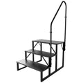 3 Step RV Stairs with Handrail, 660LBS Heavy Duty Anti-Slip Metal Steps, Detachable Outdoor Stairs for Hot Tub/5th Wheel/Pool/Mobile Home - style: 3 Step 1 Handrail